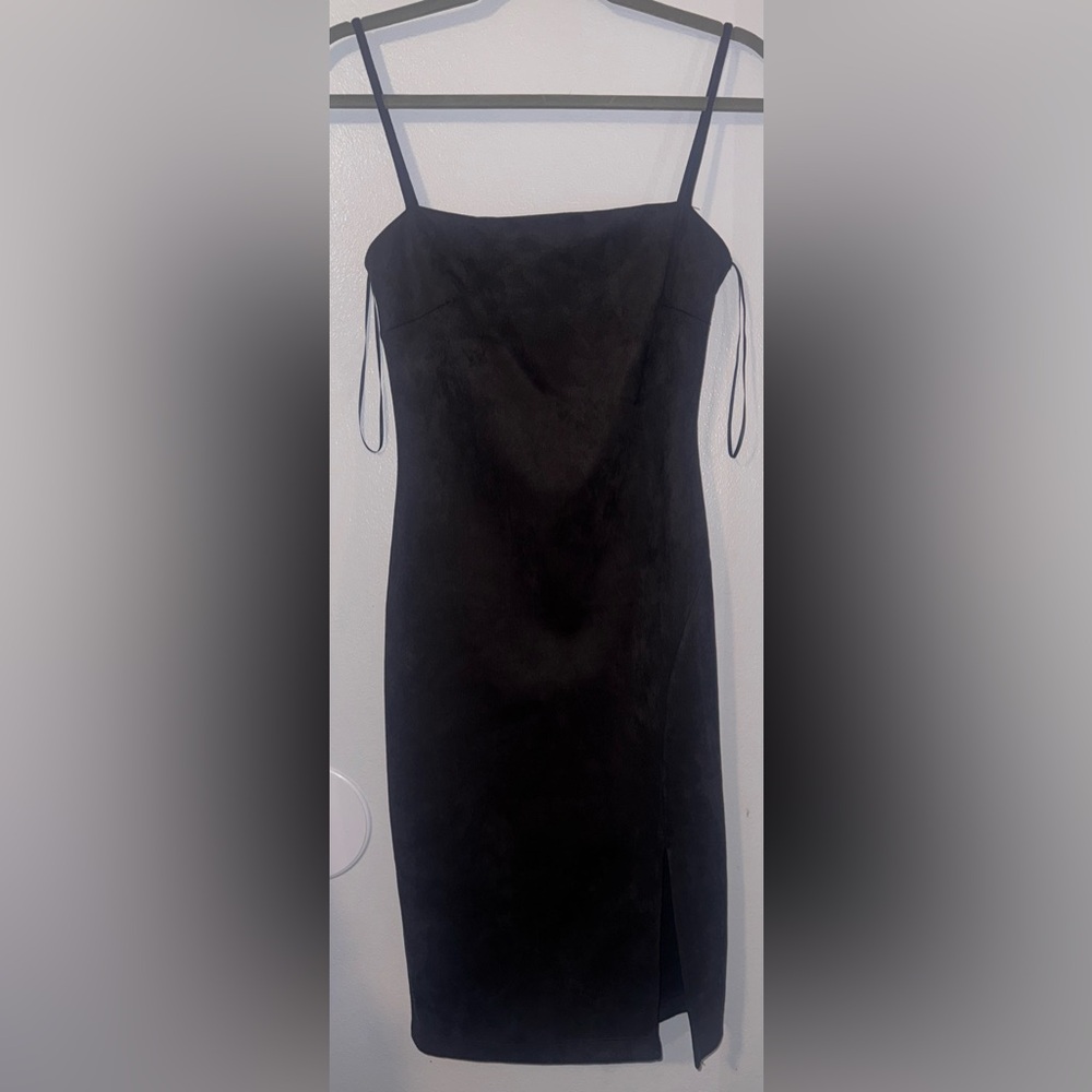 G by Guess Anna Suede Black Midi Dress